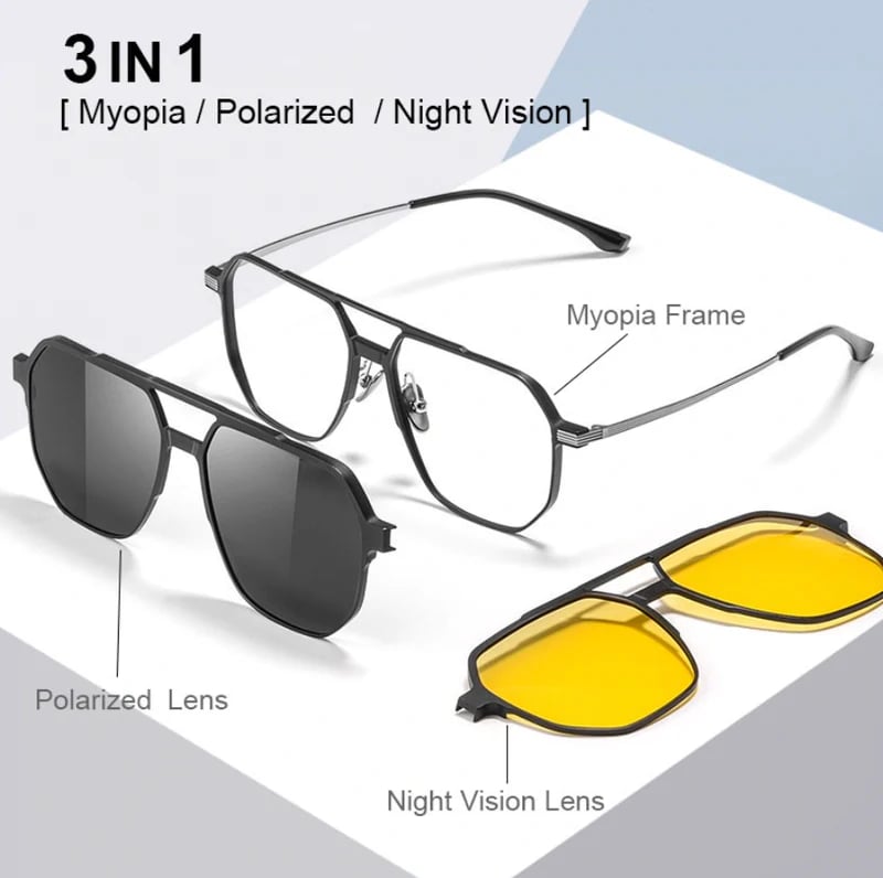 🔥3-in-1-Sonnenbrille mit magnetischer Polarisation für Männer und Frauen