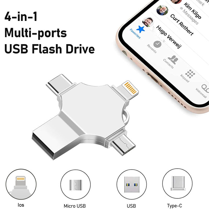 🔥【Multifunktion】 4-in-1-USB-Flash-Laufwerk mit großer Kapazität zur Erweiterung von Mobiltelefonen