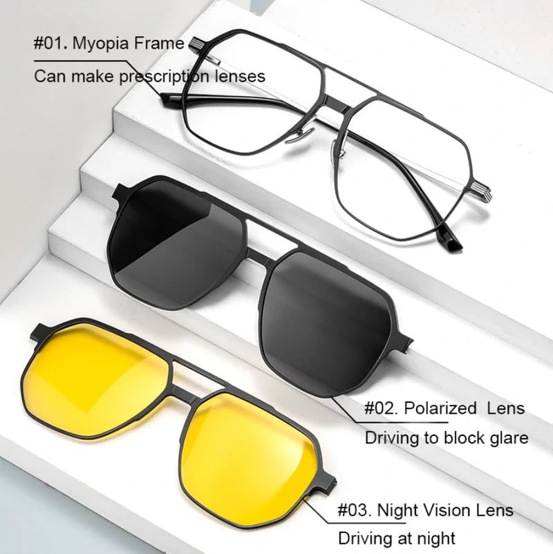 🔥3-in-1-Sonnenbrille mit magnetischer Polarisation für Männer und Frauen